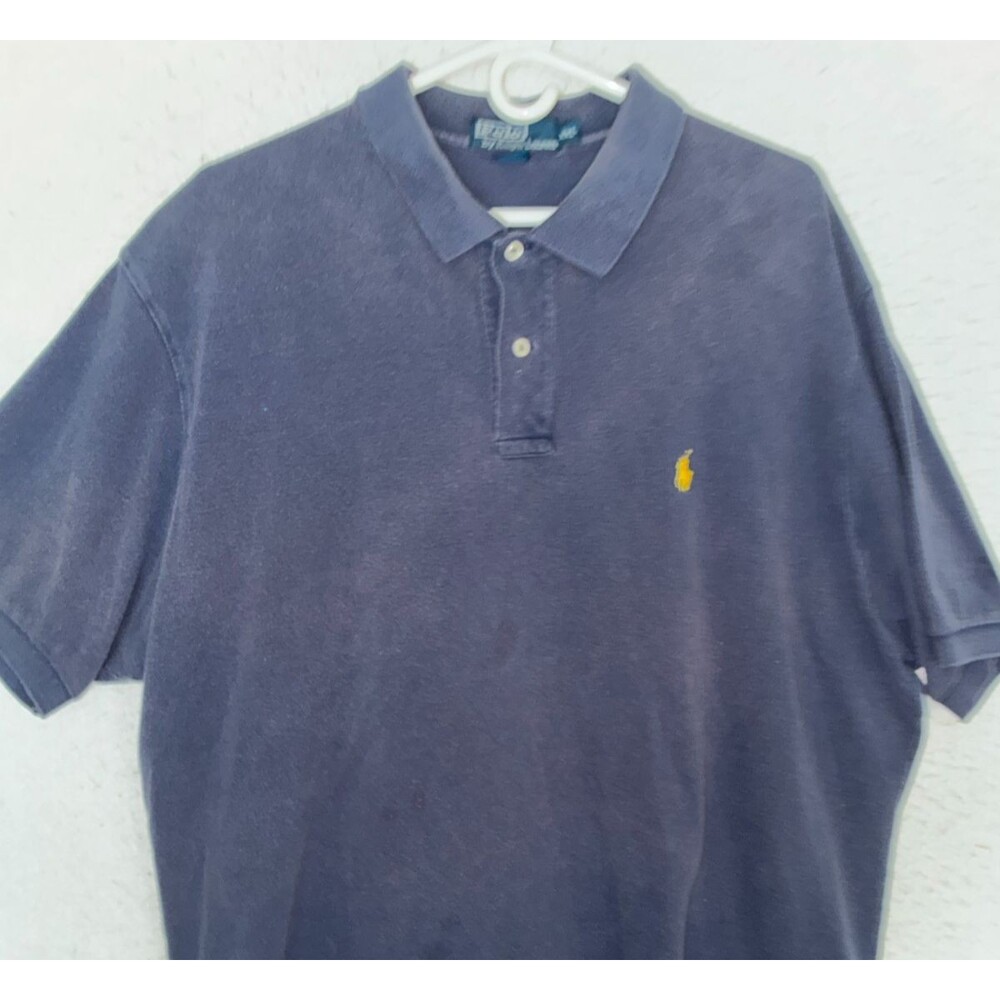Polo Ralph Lauren Mens XXL Navy Blue Short Sleeve Cotton Pique Shirt Button Pony